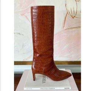 NIB Emerson Fry Lou Brown Tan Croc Walking Boot 6.5/37